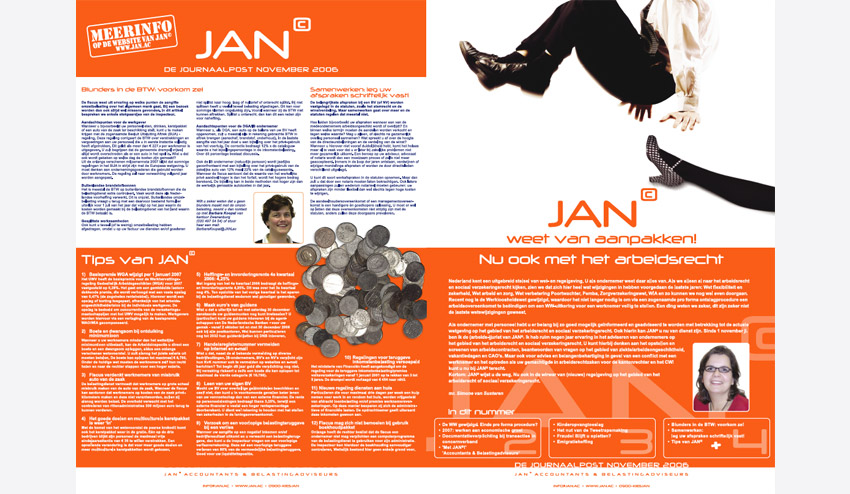 ontwerp en productie nieuwsbrief van JAN accountants